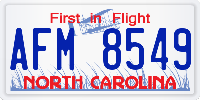 NC license plate AFM8549