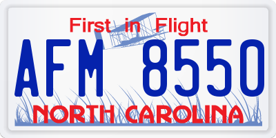 NC license plate AFM8550