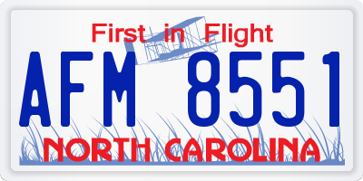 NC license plate AFM8551
