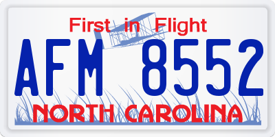 NC license plate AFM8552