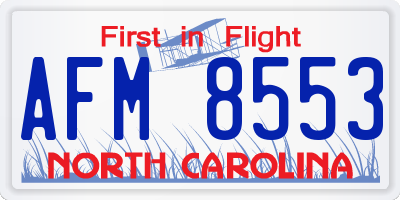 NC license plate AFM8553