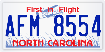 NC license plate AFM8554
