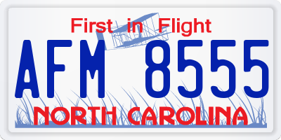 NC license plate AFM8555