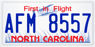 NC license plate AFM8557