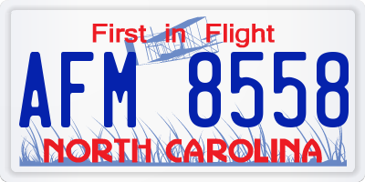 NC license plate AFM8558