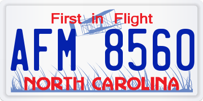 NC license plate AFM8560