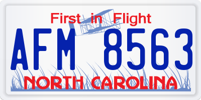 NC license plate AFM8563