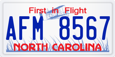 NC license plate AFM8567