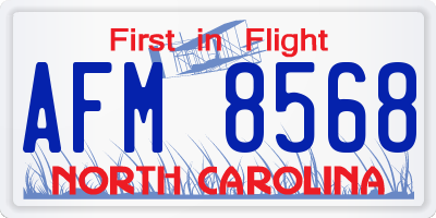 NC license plate AFM8568