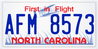 NC license plate AFM8573