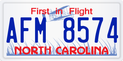 NC license plate AFM8574