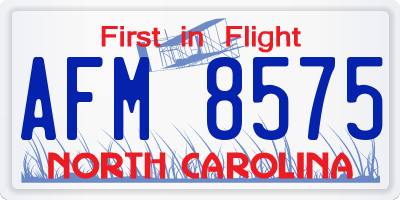 NC license plate AFM8575