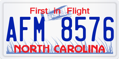 NC license plate AFM8576