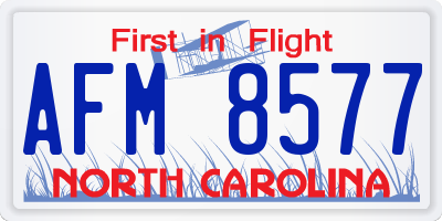NC license plate AFM8577
