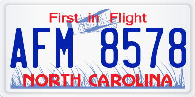 NC license plate AFM8578