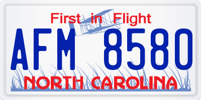 NC license plate AFM8580