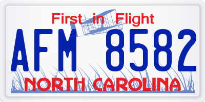 NC license plate AFM8582