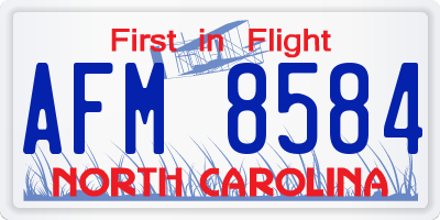 NC license plate AFM8584