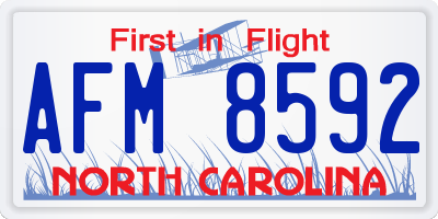 NC license plate AFM8592