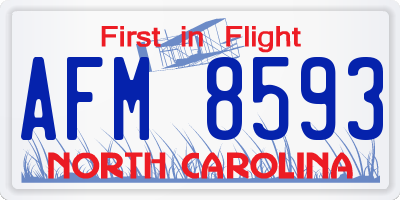 NC license plate AFM8593
