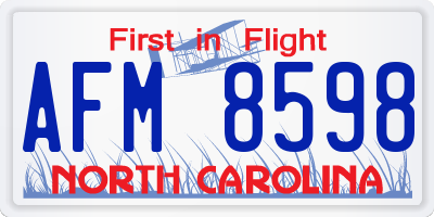 NC license plate AFM8598