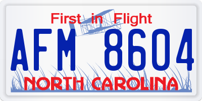 NC license plate AFM8604