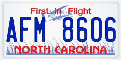 NC license plate AFM8606