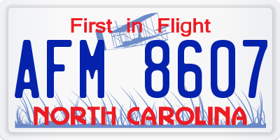 NC license plate AFM8607