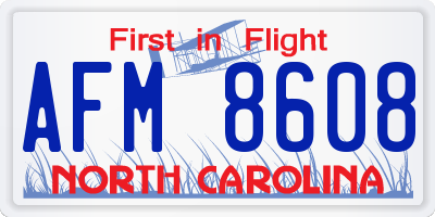 NC license plate AFM8608