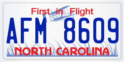 NC license plate AFM8609