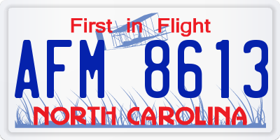 NC license plate AFM8613