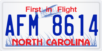 NC license plate AFM8614
