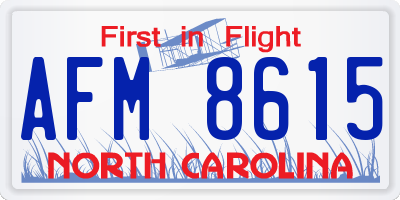 NC license plate AFM8615