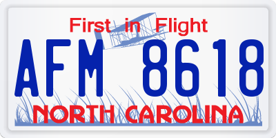 NC license plate AFM8618