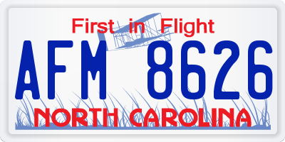 NC license plate AFM8626