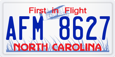 NC license plate AFM8627