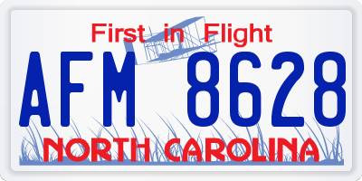 NC license plate AFM8628