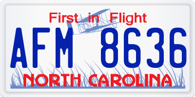 NC license plate AFM8636