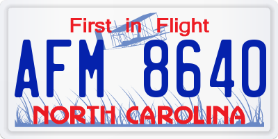 NC license plate AFM8640