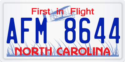 NC license plate AFM8644