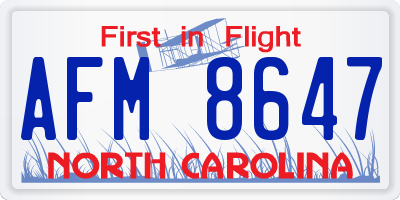 NC license plate AFM8647
