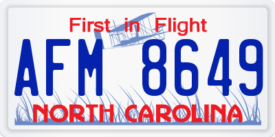 NC license plate AFM8649