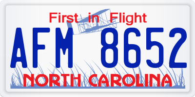 NC license plate AFM8652