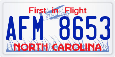 NC license plate AFM8653