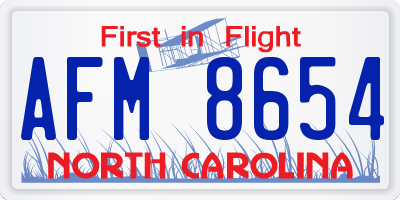 NC license plate AFM8654