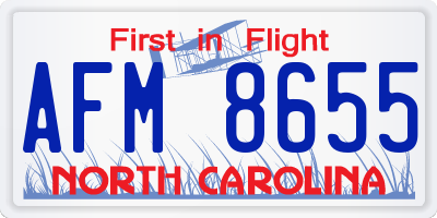 NC license plate AFM8655