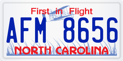 NC license plate AFM8656