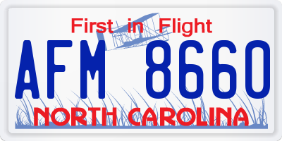 NC license plate AFM8660