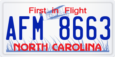 NC license plate AFM8663