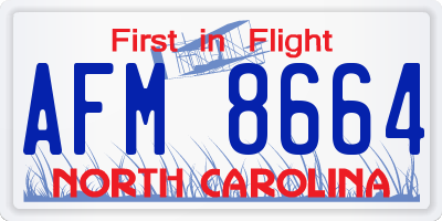 NC license plate AFM8664